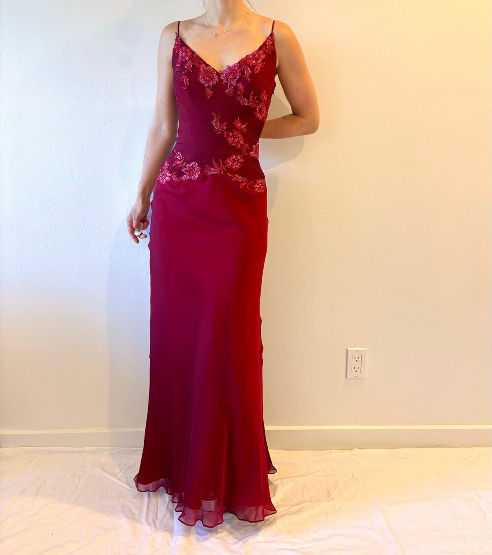vintage y2k aftershock beaded silk gown